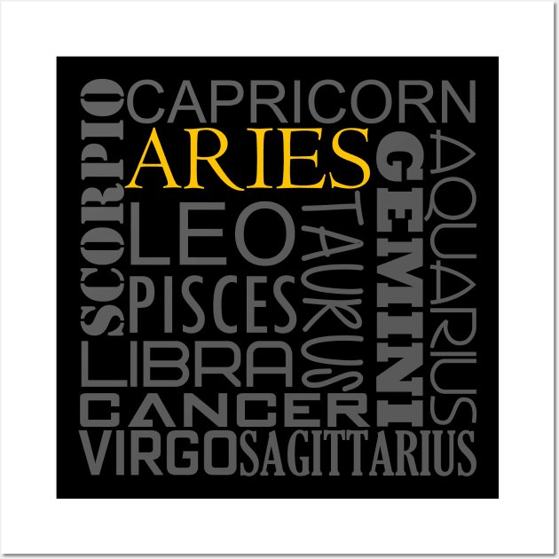 Aries Zodiac Montage Wall Art by inotyler